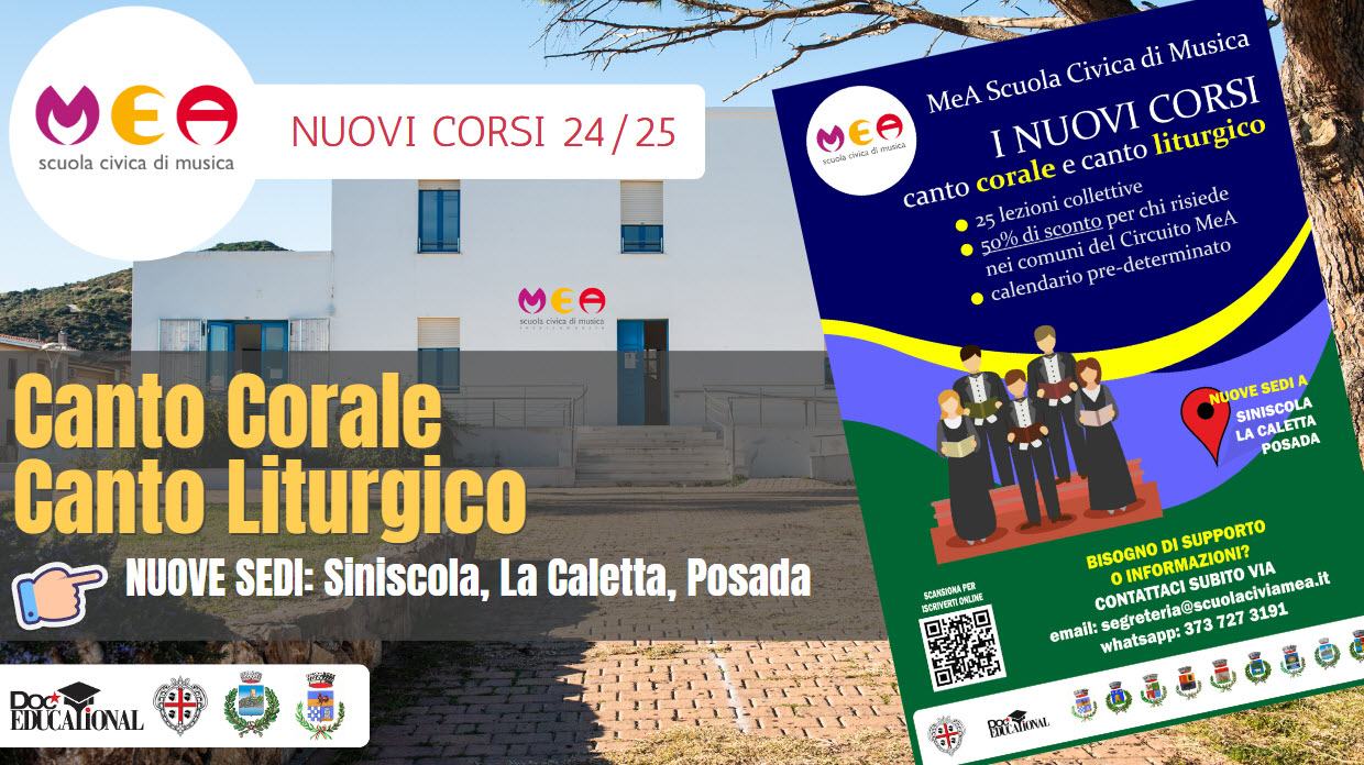 Tre nuove sedi per Canto Corale e Canto Liturgico