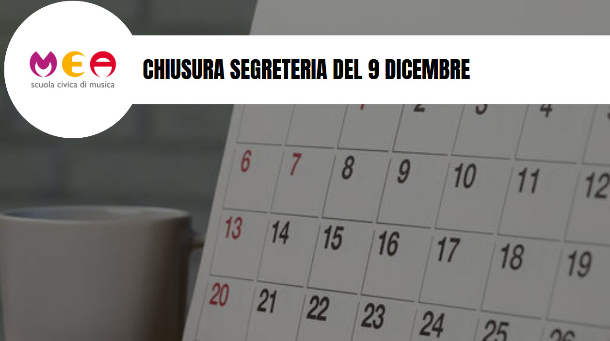 Chiusura segreteria il 9 dicembre